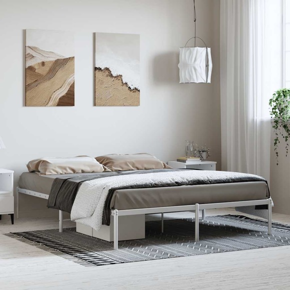 vidaXL Bettgestell Weiß 208x158x31 cm Stahl