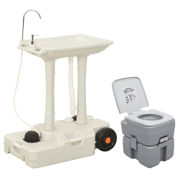 vidaXL Tragbare Campingtoilette mit Waschbecken