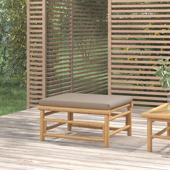 vidaXL Gartenhocker mit Taupe Kissen Bambus