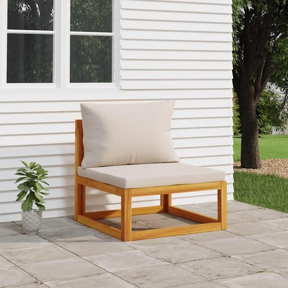 vidaXL Garten-Mittelsofa mit Hellgrauen Kissen Massivholz Akazie