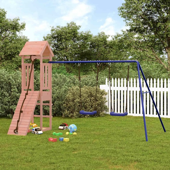 vidaXL Spielturm mit Kletterwand Schaukeln Massivholz Douglasie