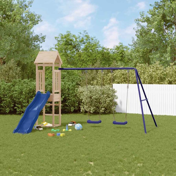 vidaXL Spielturm mit Rutsche und Schaukeln Massivholz Kiefer