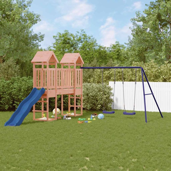 vidaXL Spielturm mit Rutsche und Schaukeln Massivholz Douglasie