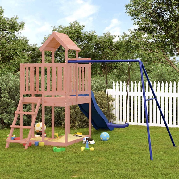 vidaXL Spielturm mit Rutsche und Schaukel Massivholz Douglasie
