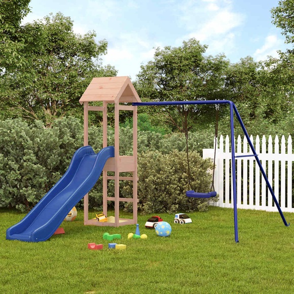 vidaXL Spielturm mit Rutsche und Schaukel Massivholz Douglasie