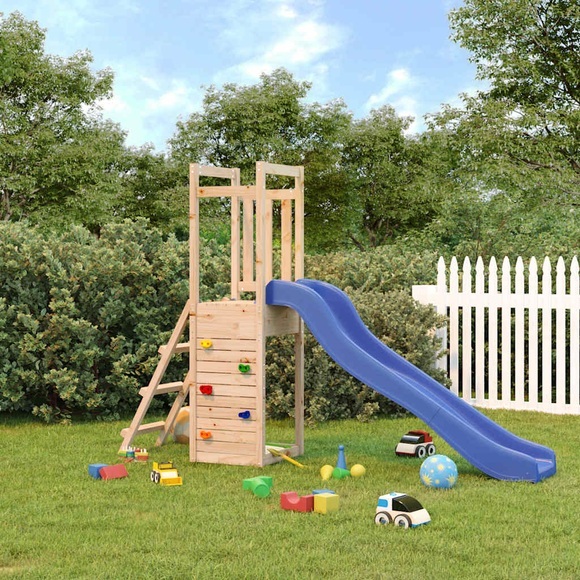 vidaXL Spielturm mit Rutsche Kletterwand Massivholz Kiefer