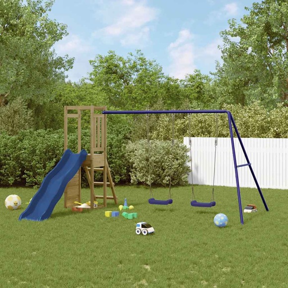 vidaXL Spielturm Rutsche Schaukeln Kletterwand Imprägniertes Holz