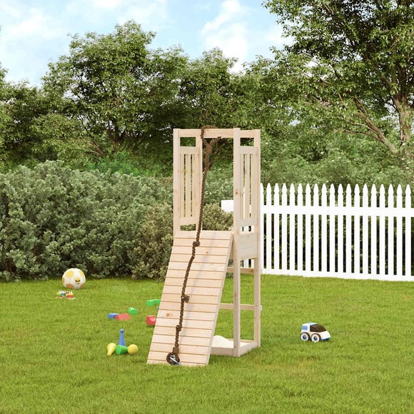 vidaXL Spielturm mit Kletterwand Massivholz Kiefer
