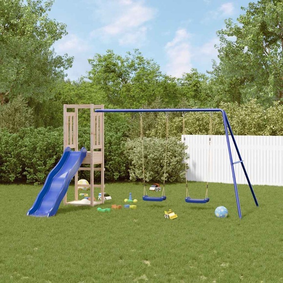 vidaXL Spielturm mit Rutsche und Schaukeln Massivholz Kiefer