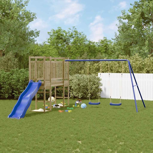 vidaXL Spielturm mit Rutsche und Schaukeln Imprägniertes Kiefernholz