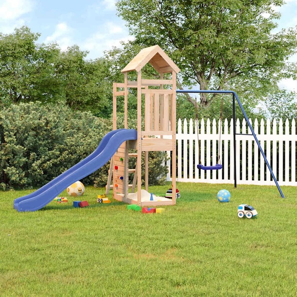 vidaXL Spielturm mit Rutsche Schaukel Kletterwand Massivholz Kiefer