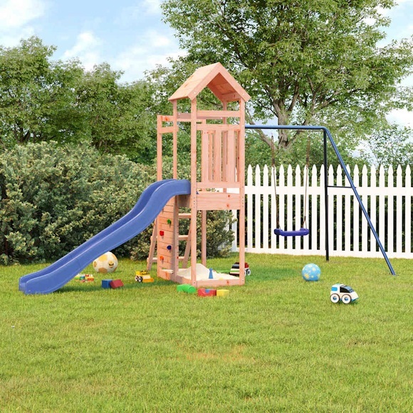 vidaXL Spielturm mit Rutsche Schaukel Kletterwand Massivholz Douglasie