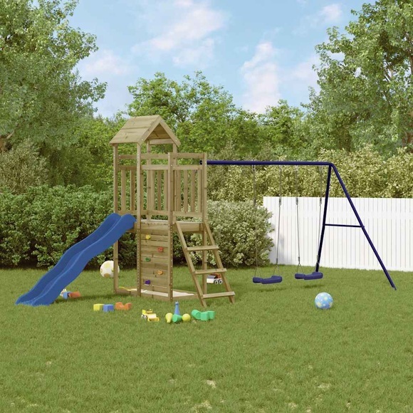 vidaXL Spielturm Rutsche Schaukeln Kletterwand Imprägniertes Holz