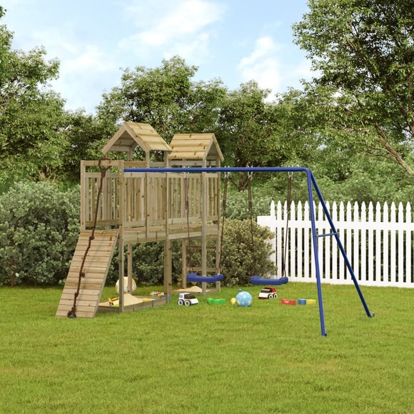 vidaXL Spielturm mit Kletterwand Schaukeln Imprägniertes Kiefernholz