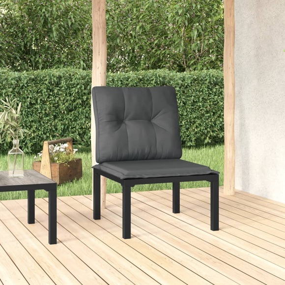 vidaXL Gartenstuhl mit Kissen Schwarz und Grau Poly Rattan