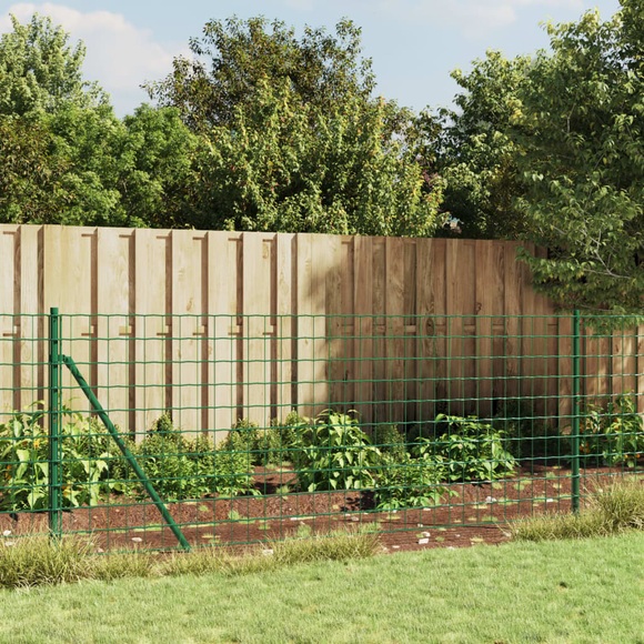 vidaXL Maschendrahtzaun mit Bodenhülsen Grün 0,8x10 m