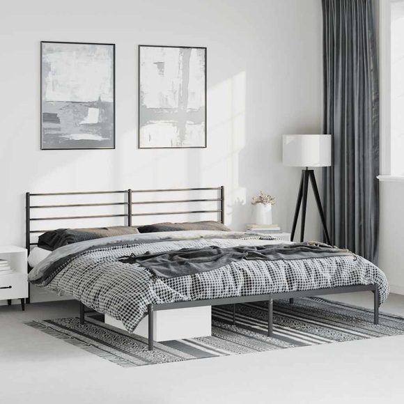 vidaXL Bettgestell mit Kopfteil Metall Schwarz 183x213 cm