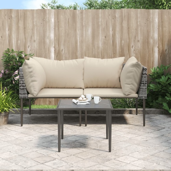 VidaXL - Garten lounge set poly-rattan, One Size, Grau