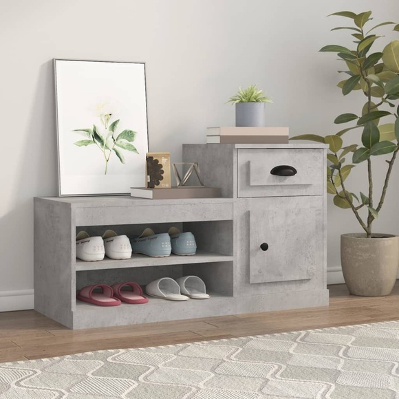 vidaXL Schuhschrank Betongrau 100x42x60 cm Holzwerkstoff