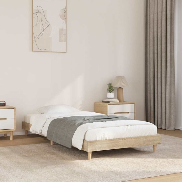 vidaXL Bettgestell Sonoma-Eiche 90x200 cm Holzwerkstoff