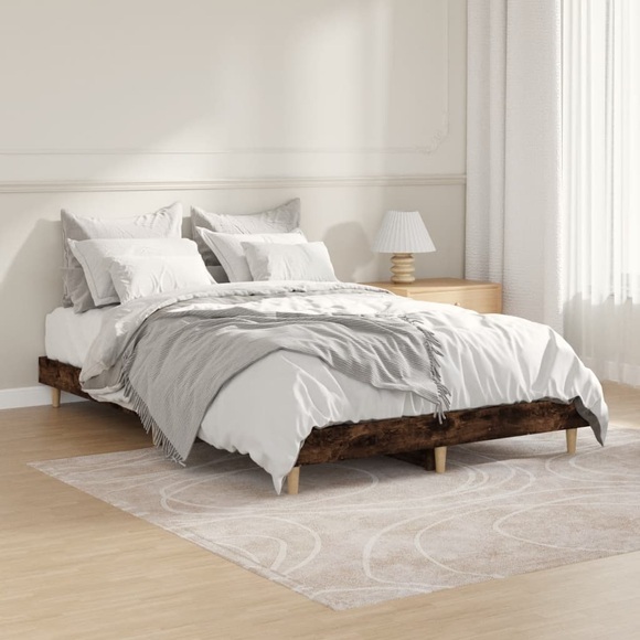vidaXL Bettgestell Räuchereiche 120x190 cm Holzwerkstoff