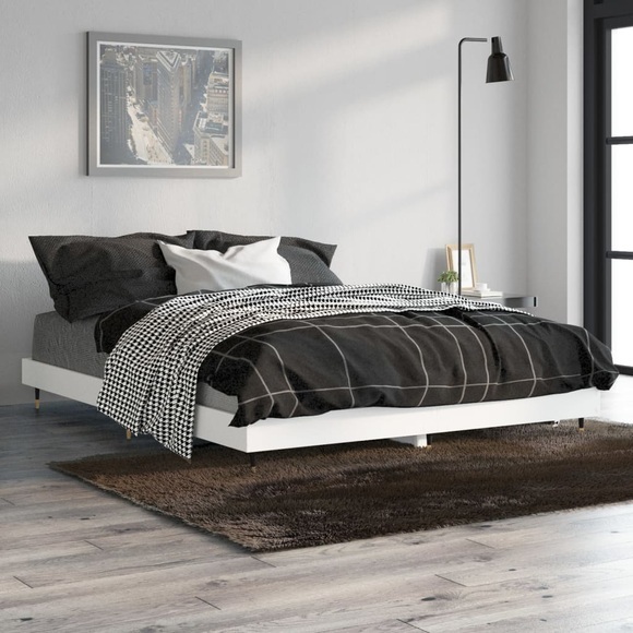 vidaXL Bettgestell Weiß 135x190 cm Holzwerkstoff