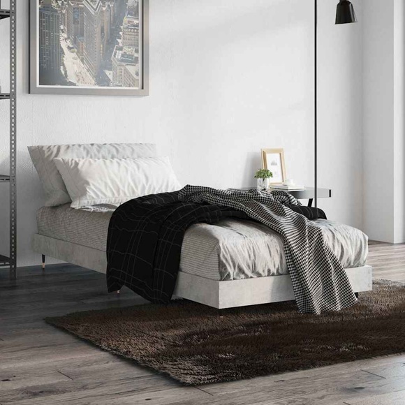 vidaXL Bettgestell Betongrau 75x190 cm Holzwerkstoff
