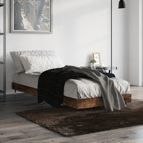 vidaXL Bettgestell Räuchereiche 75x190 cm Holzwerkstoff