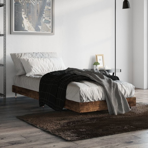 vidaXL Bettgestell Räuchereiche 75x190 cm Holzwerkstoff