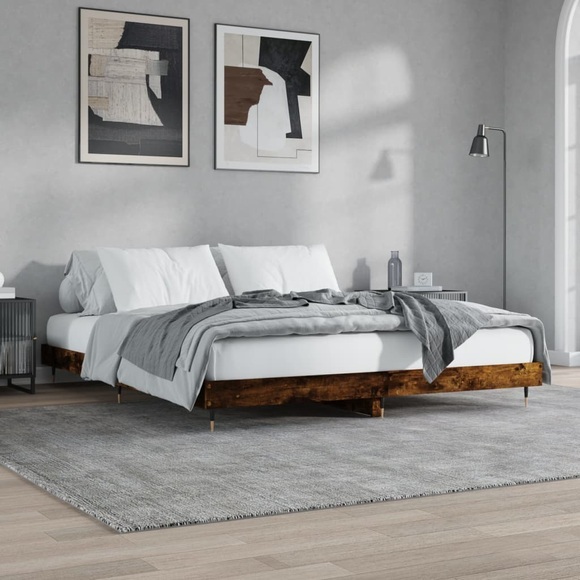 vidaXL Bettgestell Räuchereiche 120x200 cm Holzwerkstoff