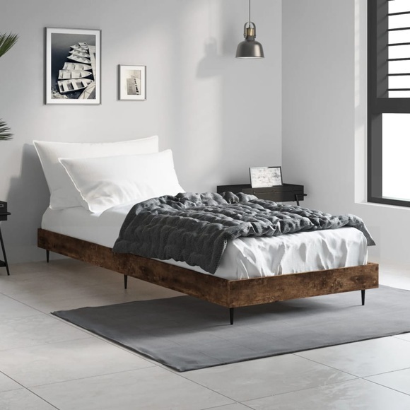 vidaXL Bettgestell Räuchereiche 75x190 cm Holzwerkstoff