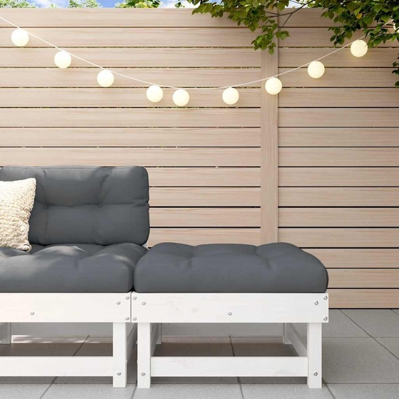 vidaXL Gartenhocker mit Kissen Weiß Massivholz Kiefer