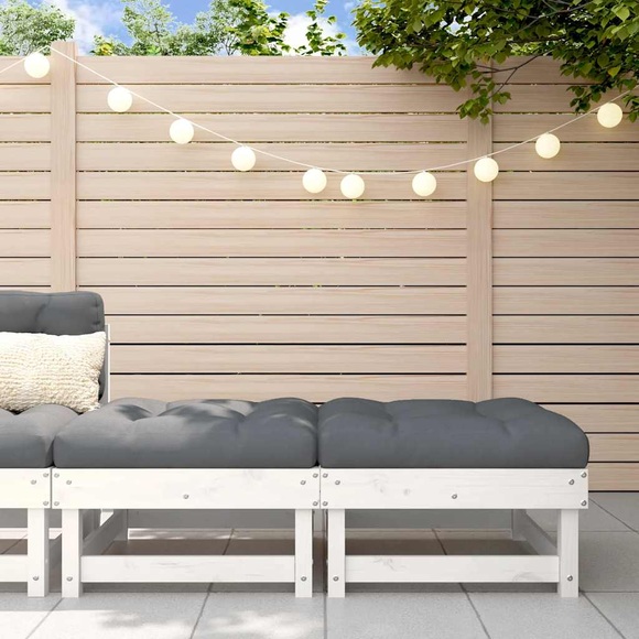 vidaXL Gartenhocker mit Kissen 2 Stk. Weiß Massivholz Kiefer