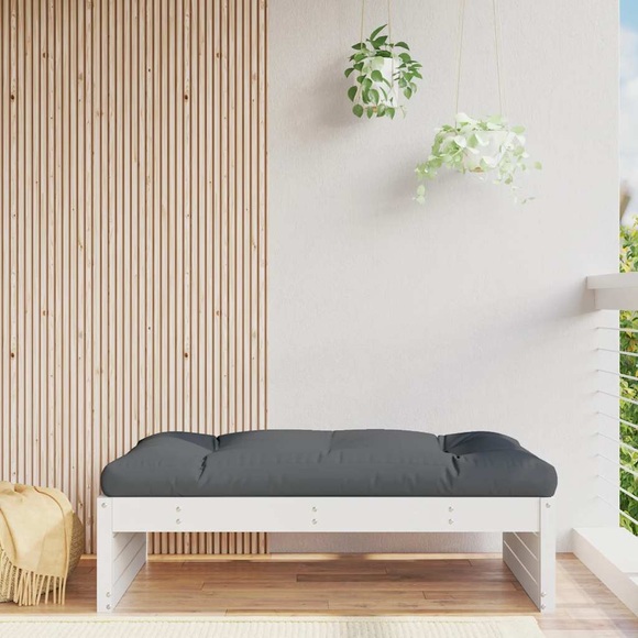vidaXL Gartenhocker Weiß 120x80 cm Massivholz Kiefer