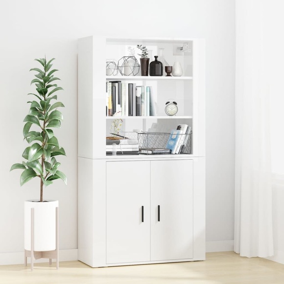 vidaXL Highboard Hochglanz-Weiß Holzwerkstoff