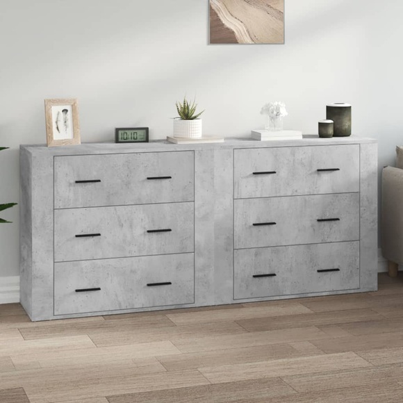 vidaXL Sideboards 2 Stk. Betongrau Holzwerkstoff