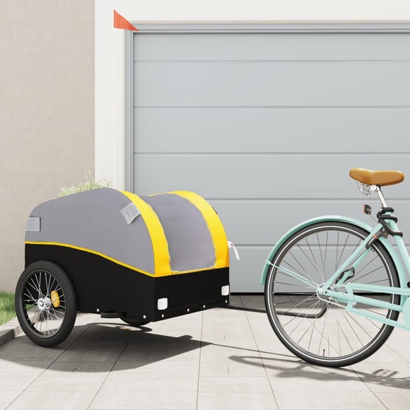 vidaXL Lastenanhänger für Fahrrad Schwarz und Gelb 45 kg Eisen