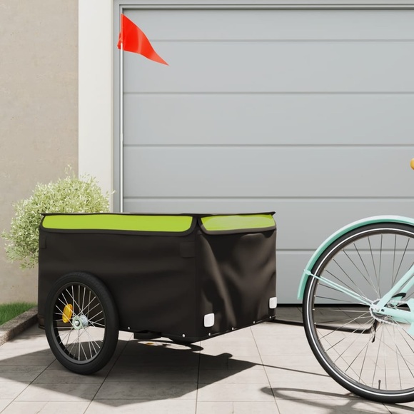 vidaXL Lastenanhänger für Fahrrad Schwarz und Grün 45 kg Eisen