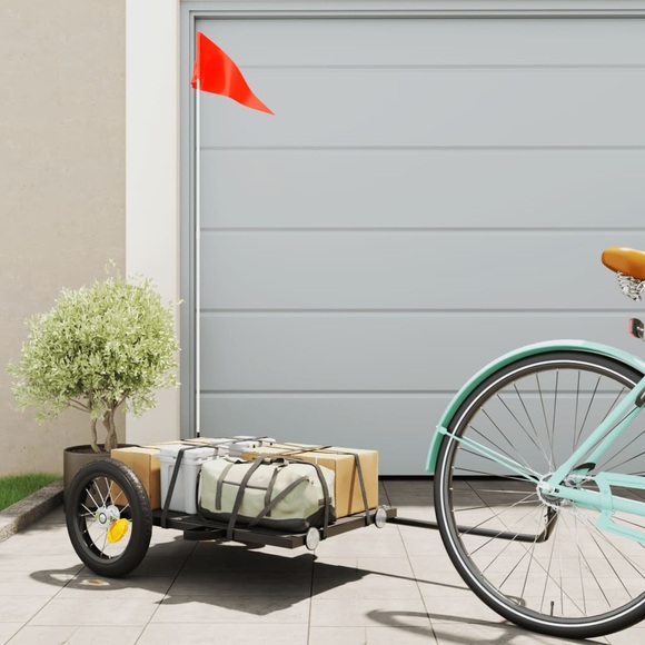 vidaXL Fahrradanhänger Cargo Schwarz 122x53x28 cm Eisen