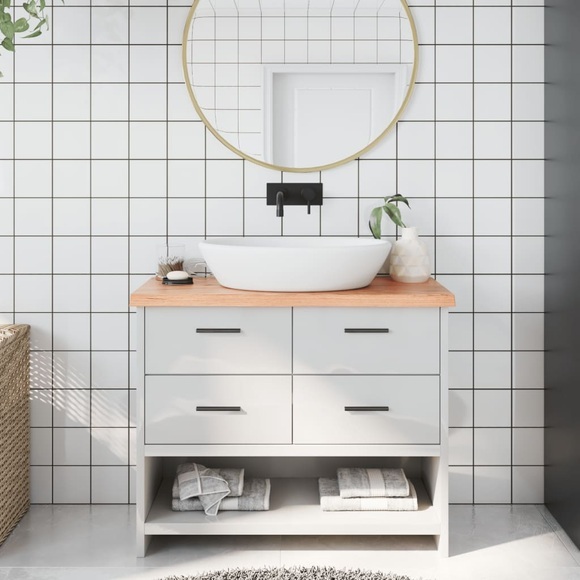 vidaXL Waschtischplatte Hellbraun 100x30x4 cm Massivholz Behandelt