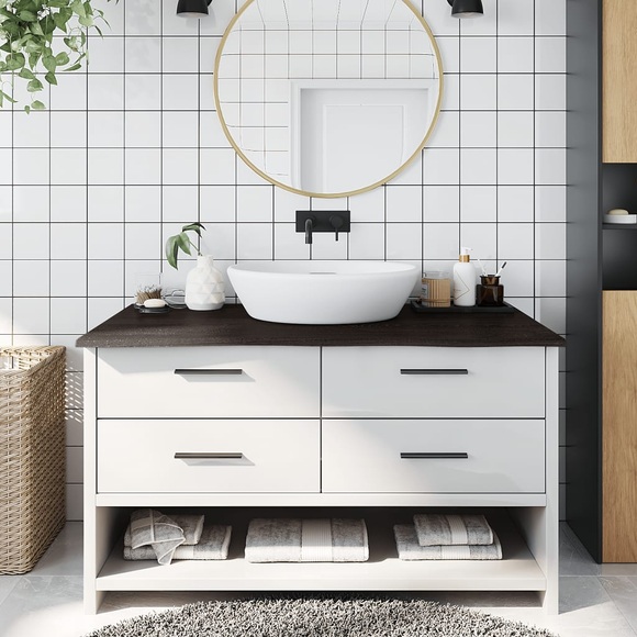 vidaXL Waschtischplatte Dunkelgrau 100x60x2 cm Massivholz Behandelt