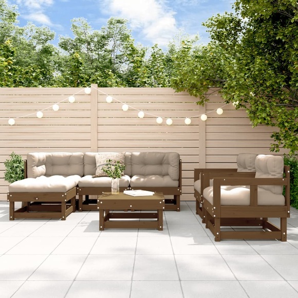 vidaXL 7-tlg. Garten-Lounge-Set Honigbraun Massivholz Kiefer
