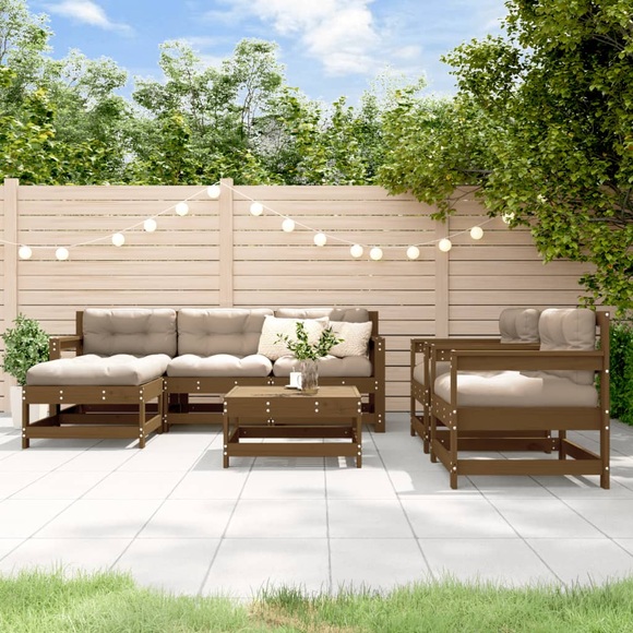 vidaXL 7-tlg. Garten-Lounge-Set Honigbraun Massivholz Kiefer