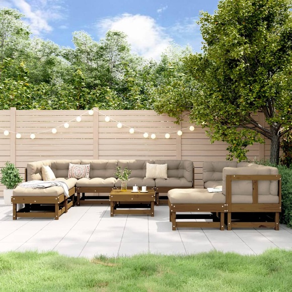 vidaXL 11-tlg. Garten-Lounge-Set Honigbraun Massivholz Kiefer