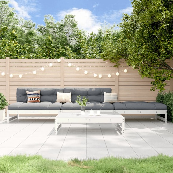 vidaXL 4-tlg. Garten-Lounge-Set Weiß Massivholz Kiefer