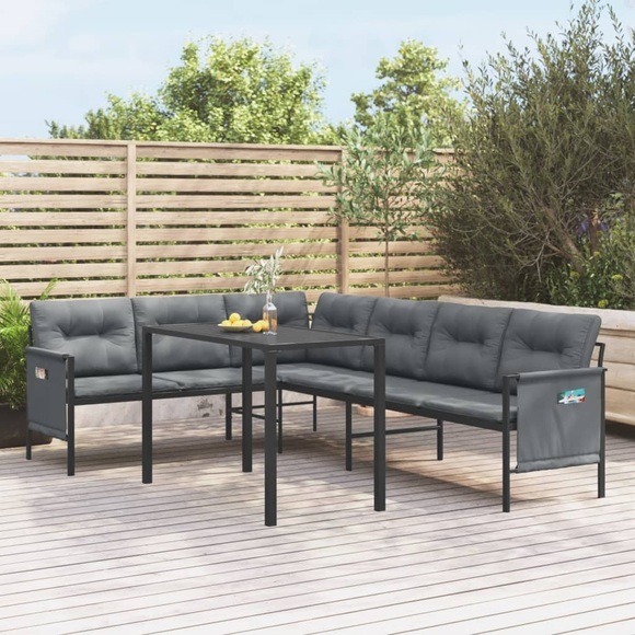 vidaXL 2-tlg. Garten-Essgruppe Anthrazit Stahl