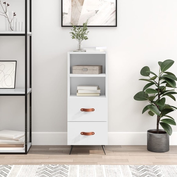 vidaXL Sideboard Hochglanz-Weiß 34,5x34x90 cm Holzwerkstoff