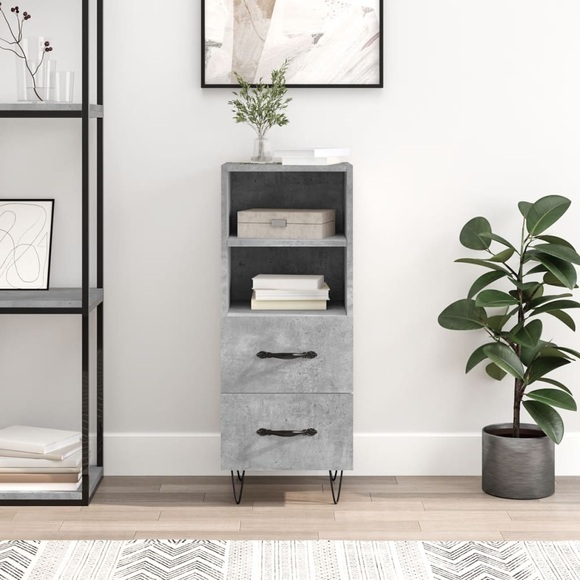 vidaXL Sideboard Betongrau 34,5x34x90 cm Holzwerkstoff
