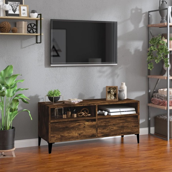 vidaXL TV-Schrank Räuchereiche 100x34,5x44,5 cm Holzwerkstoff