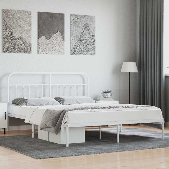 vidaXL Bettgestell mit Kopfteil Metall Weiß 180x200 cm